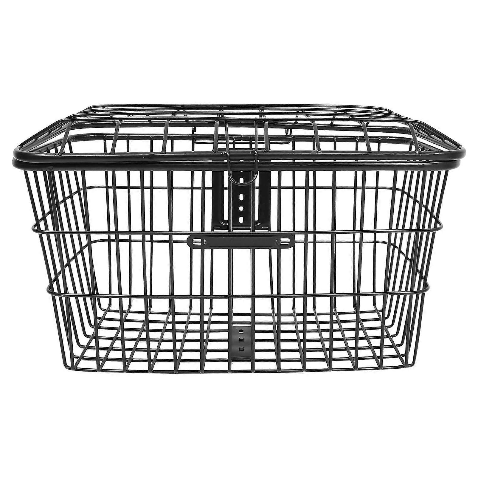 Bike Front Basket with Secure Lid, Durable Iron Bicycle Handlebar Storage for Commuting