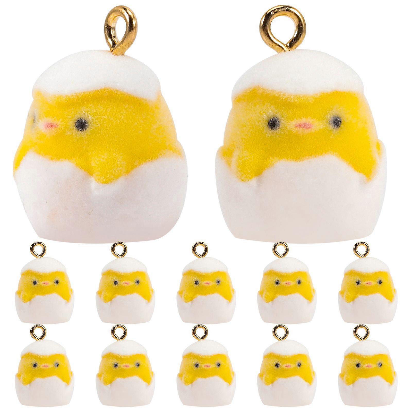 10pcs Easter-themed Pendant Accessory Easter Chick Eggshell  Pattern Earring Part Diy Pendant Material