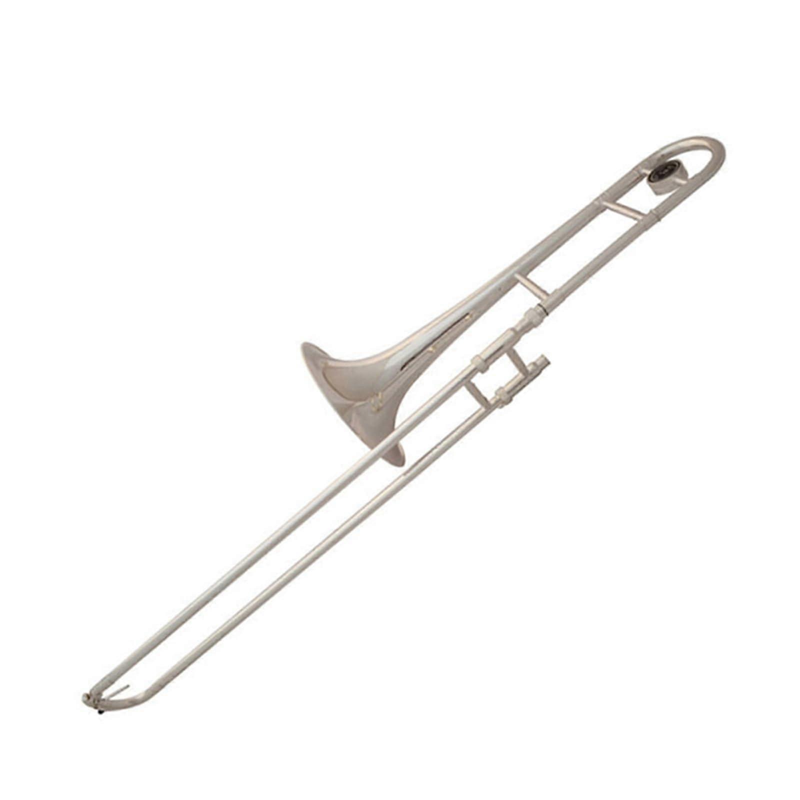 Professional Silver Plated Bb Tenor Trombone with Smooth Slide Action and Protective Canvas Bag