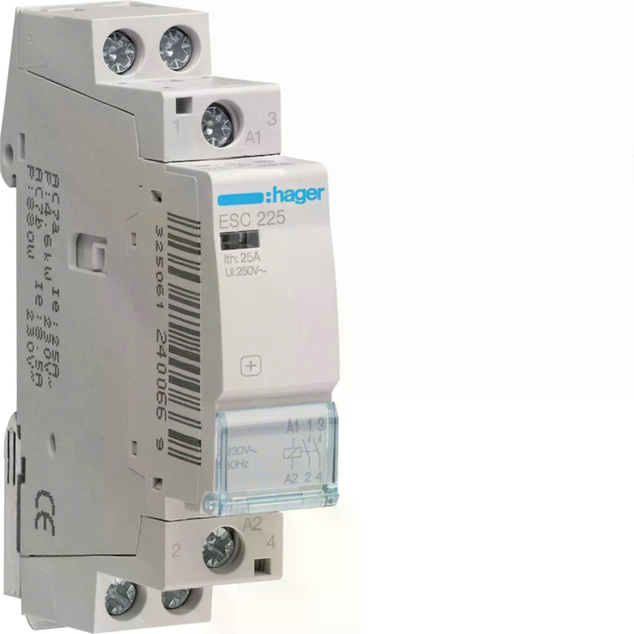 Hager Installationsschütz, 25A, 2S, 230V