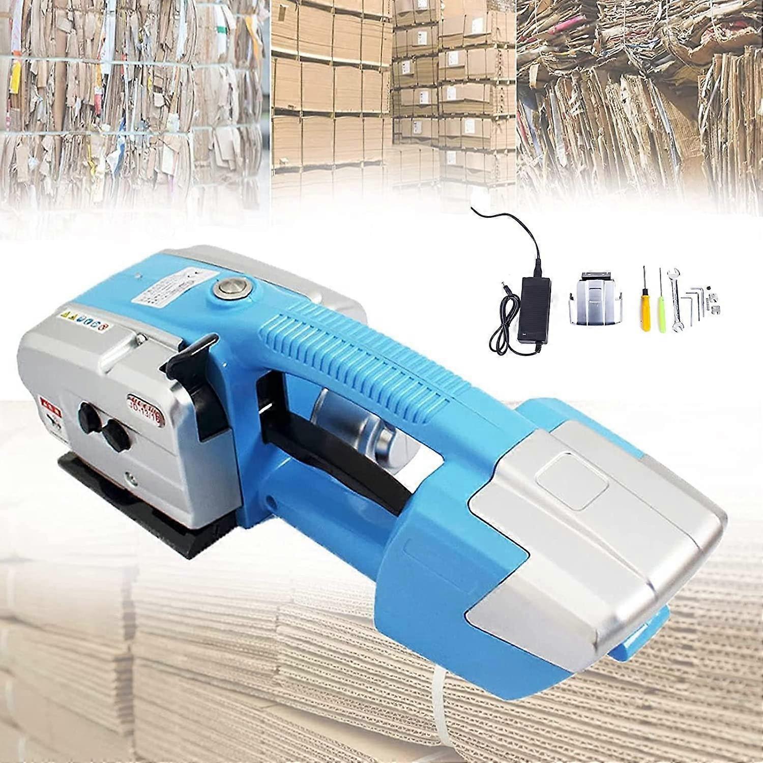 Automatic Strapping Tool with LCD Screen, Battery Powered Sealless Banding for 1/25/8 in PP PET Straps