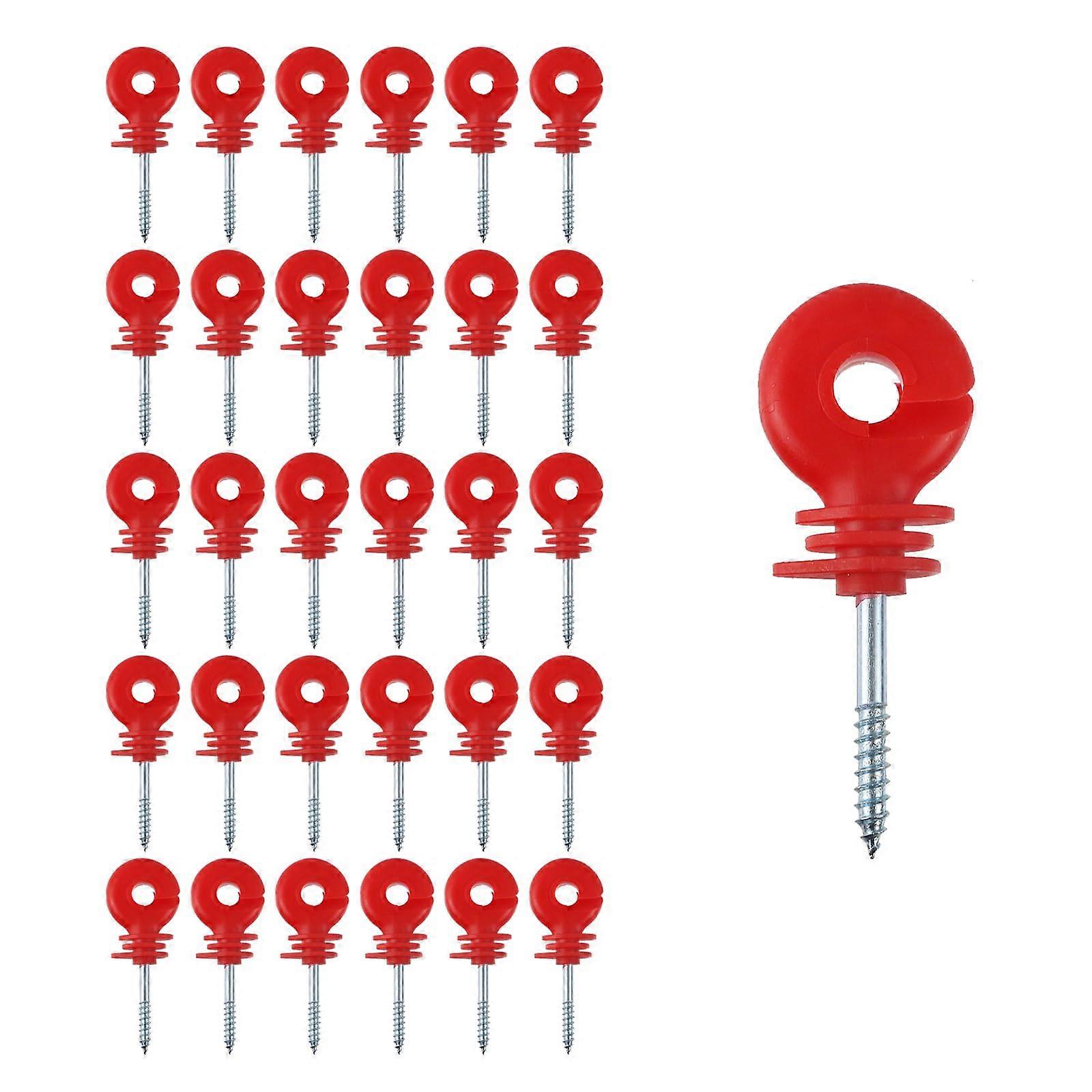 30 Pack Red Electric Fence Post Ring Insulator for Wooden Posts with Self Tapping Screws