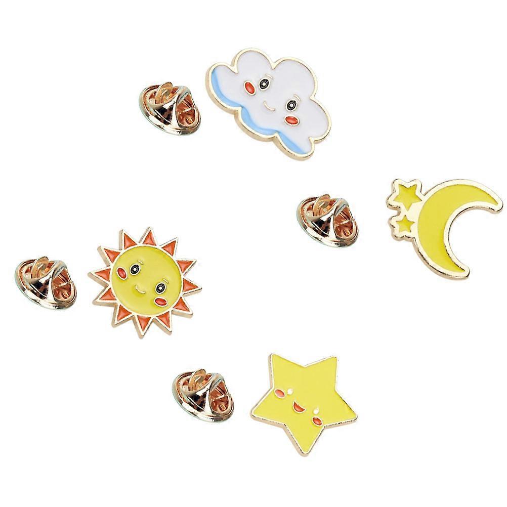 Breastpin for Decoration Sky Theme Brooches 4Pcs Assorted Color