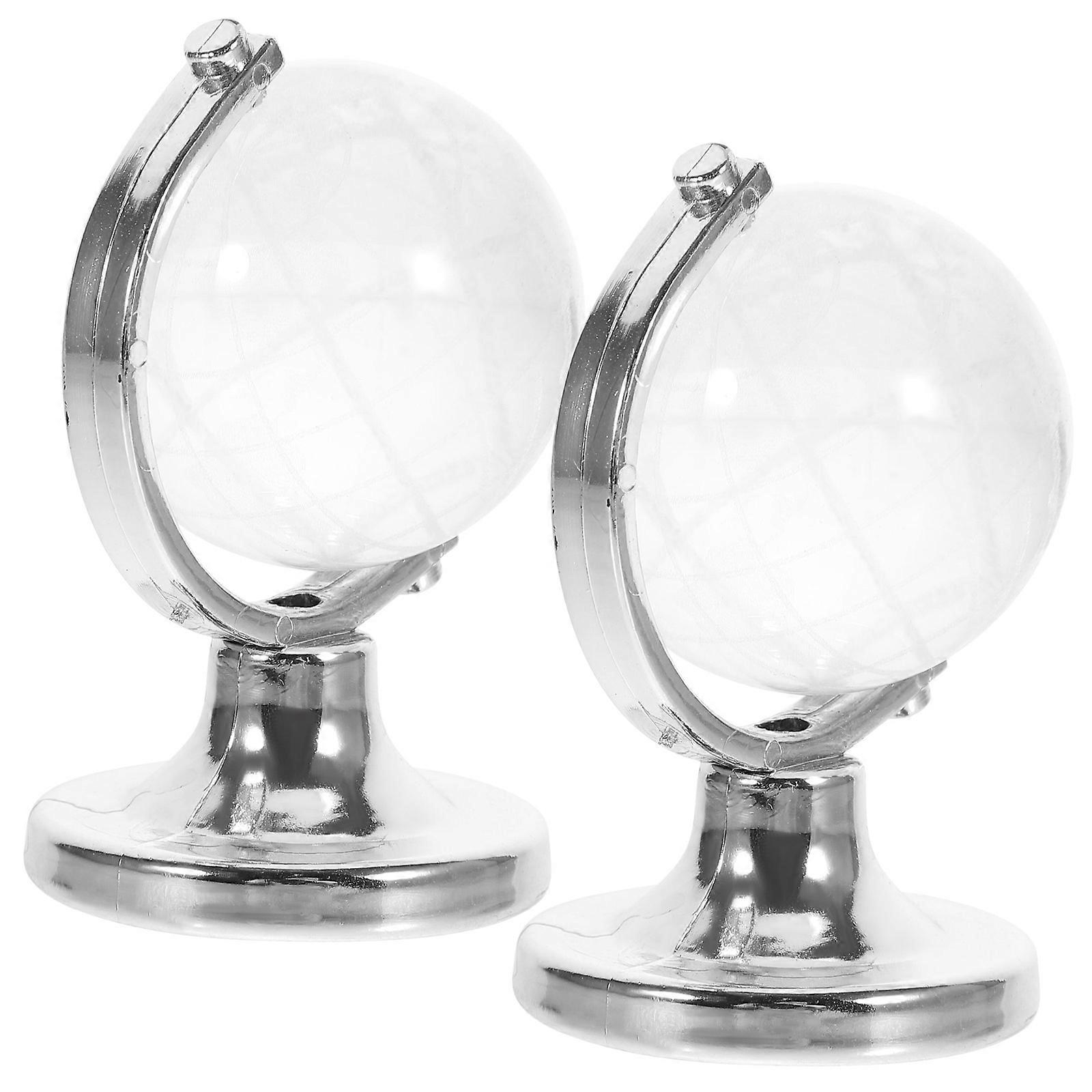 Elegant Glass Globe Model for Desktop Decoration 2Pcs Set