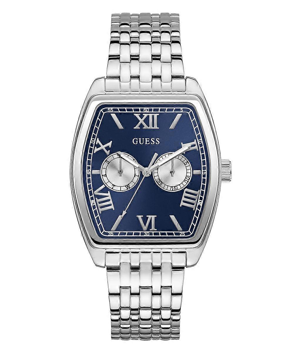 Guess Gabriel Men’s Rectangular Silver Tone Blue Dial