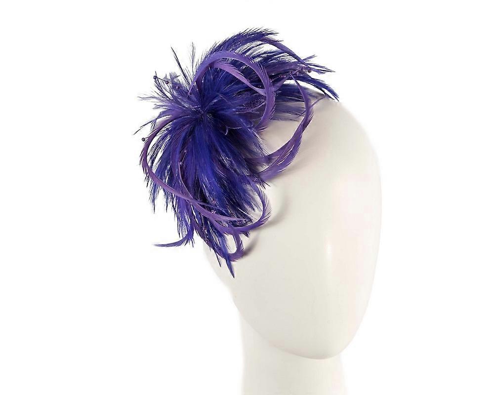 Purple custom made feather fascinator comb 4814PR