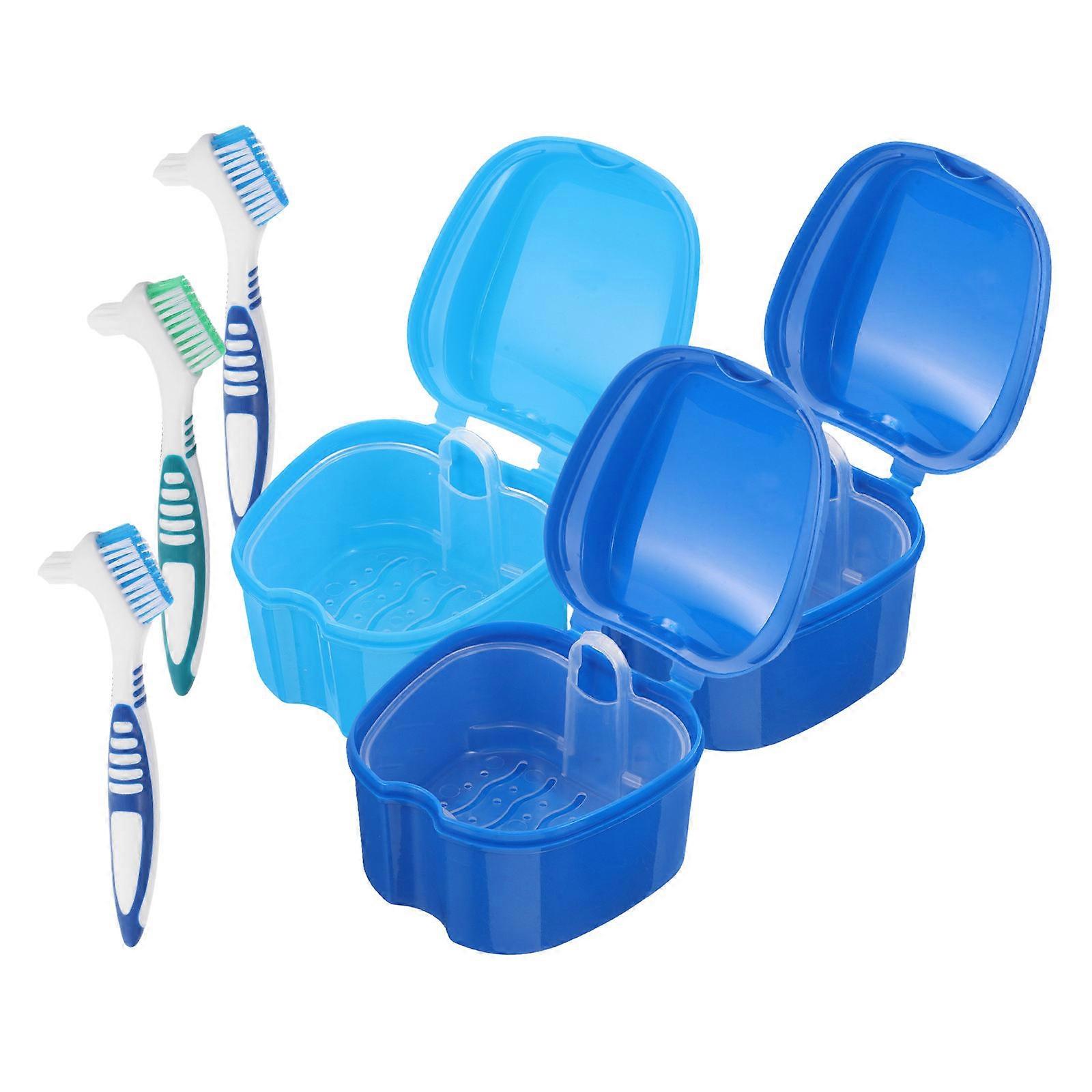 Assorted Color Denture Storage Kit for Storage Use with Brush 3Sets