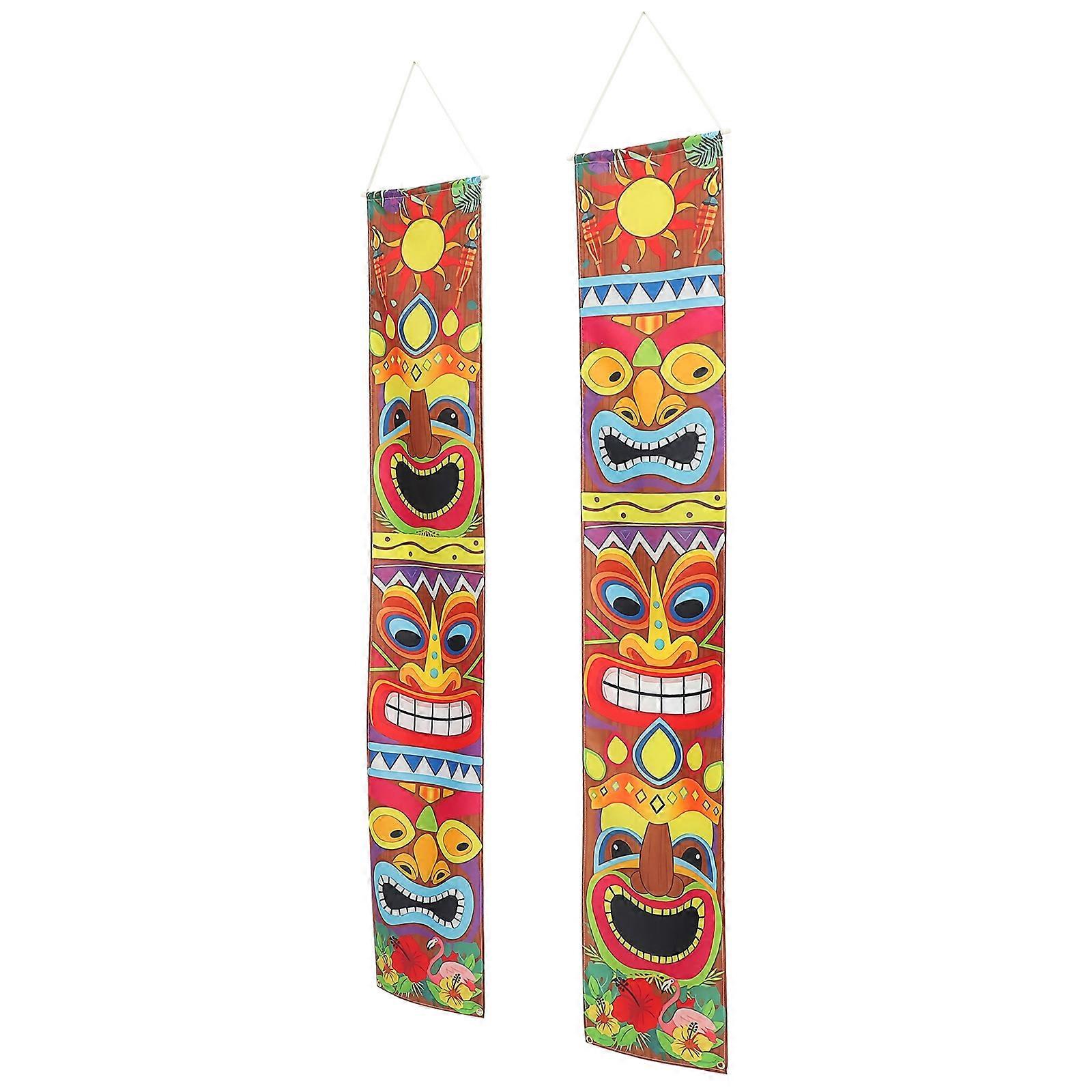Door Couplet for Hawaiian Rectangular Decorative Item Polyester Pongee 1Pair