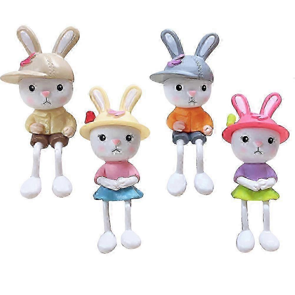 PVC Rabbit Craft Mini Figurines for Decor 4Pcs Rabbit Model Kit