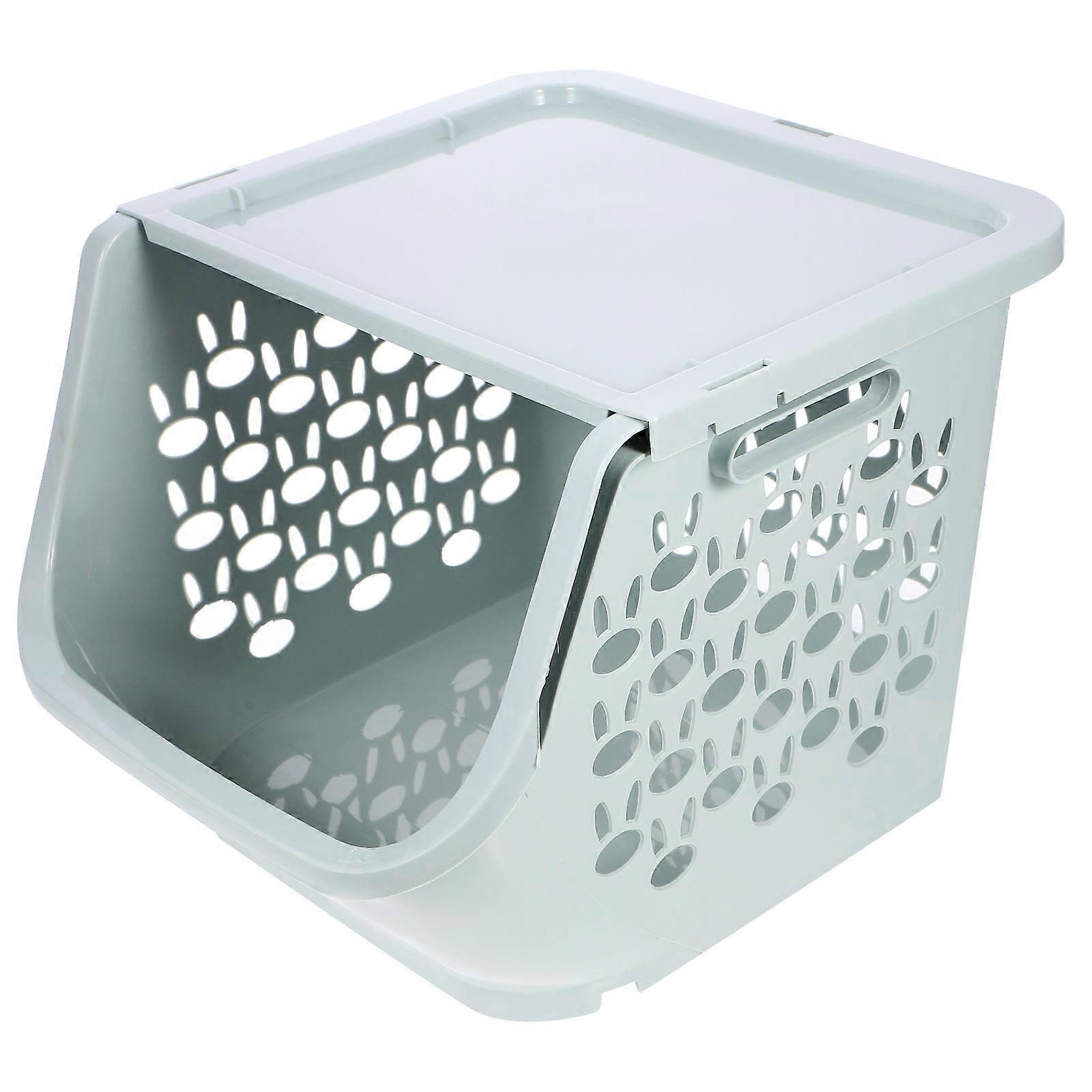 Kitchen Storage Basket Stackable Storage Box for Multi-Use Light Green