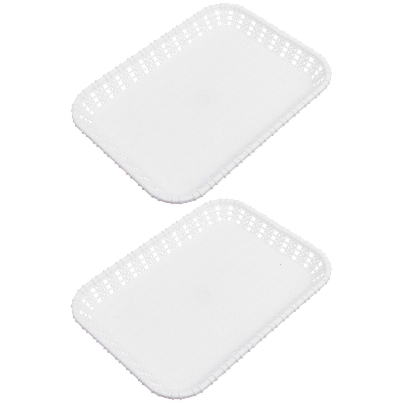 White Rectangular Bread Tray for Snack Serving 2Pcs Tray
