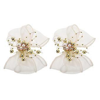 2 stks Bow Shoe Clips Faux Pearl Shoe Clips Verwijderbare Schoenclips Elegant Bruiloftsfeest Schoen Gesp Tas Kleding Haaraccessoires Voor Vrouwen Meisjes