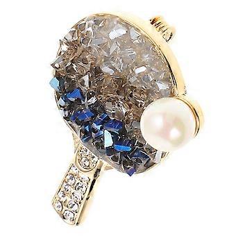 Table Tennis Racket Brooch Pin For Women Crystal Rhinestone Sports Lapel Pin Trendy Sport Ball Brooches Backpack Hat Bags Accessories Jewelry