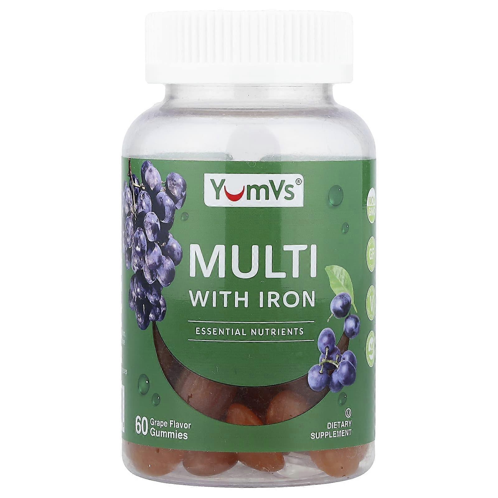 YumVs, Multi with Iron Gummies, Grape, 60 Gummies, 2-Pack