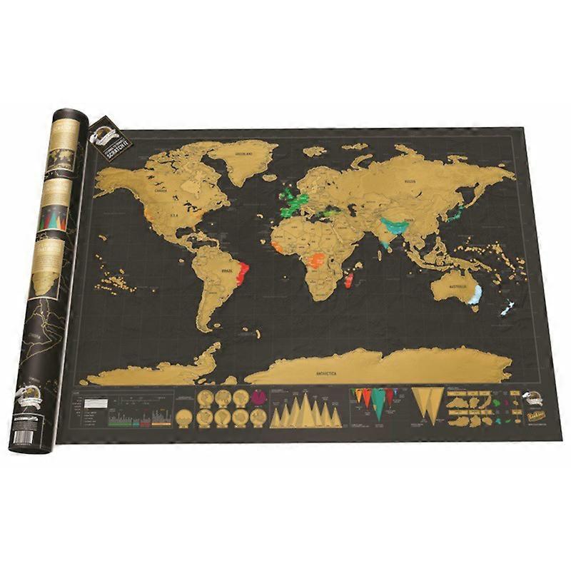 Map with scratch / Scratch map / World map - 42 x 30 cm Black