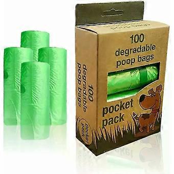 Degradable Dog Poo Bags with Tie Handle Doggy Poop Bags Green Strong Large 100