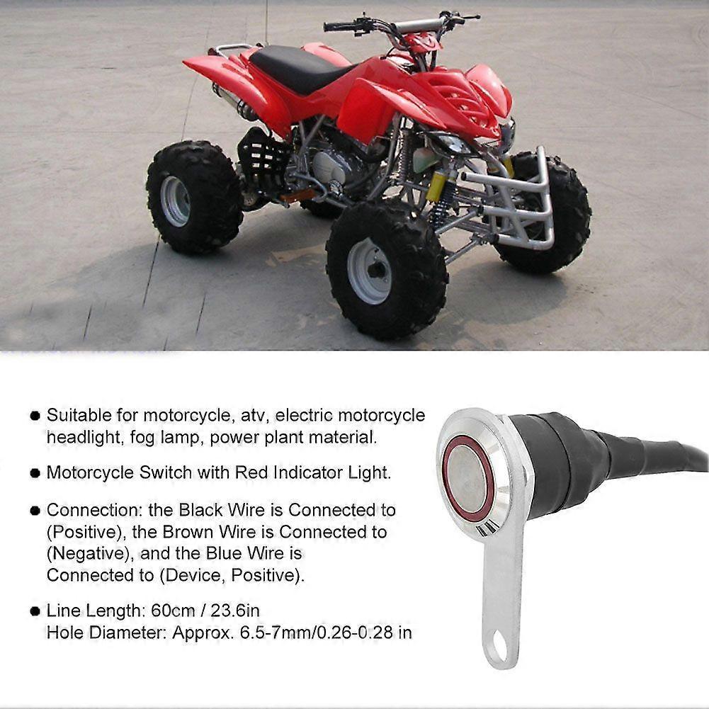Motorcycle Switch with Button Reset Indicator Light 12V Stainless Steel Modification Accessories YEMAA
