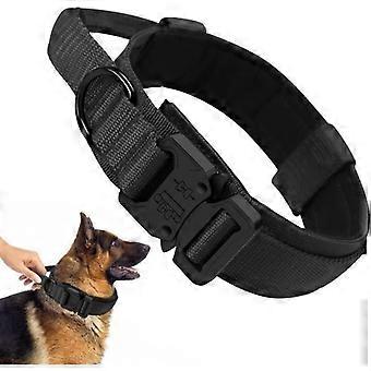 K9 Military Dog Collar with Adjustable Padded Nylon Handle for Medium Large Dogs with