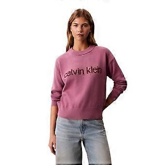 Calvin Klein Womens/Ladies Ribbed Crew Neck Regular Long-Sleeved Sweater Top