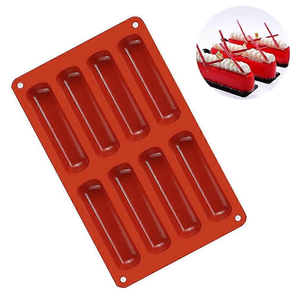 8 Cavity Silicone Mold,long Strips Eclair Mold-cracker Bar Stick,red