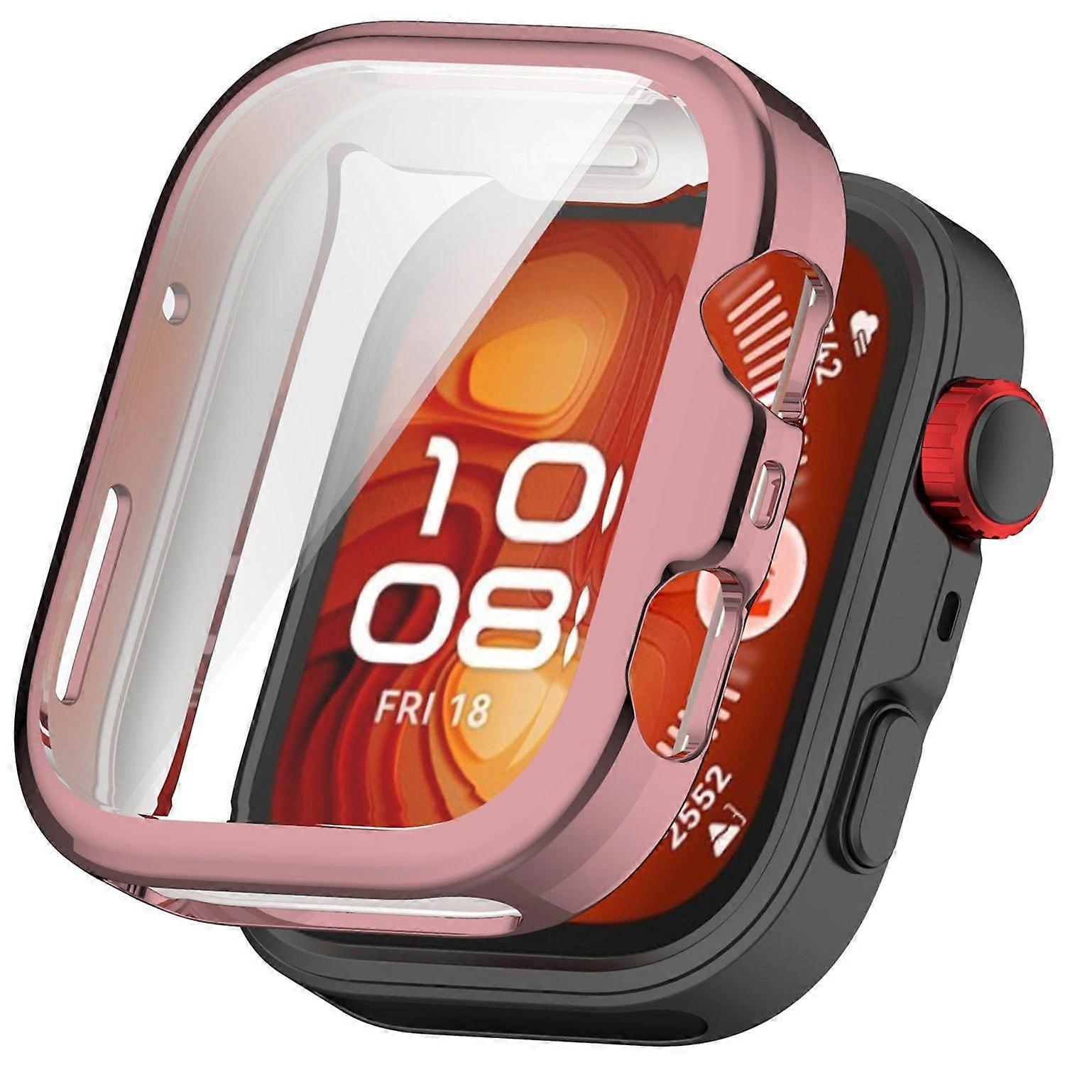 For Huawei Watch Fit 4 Electroplated Full Cover TPU Smart Watch Protective Case Pink