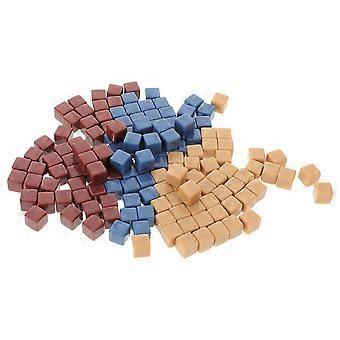 Conjunto de 150 dados em branco de acrílico de 8 mm com seis lados, acompanhados de caixa de armazenamento para criação de jogos criativos, jogos de tabuleiro e ensino de matemática.