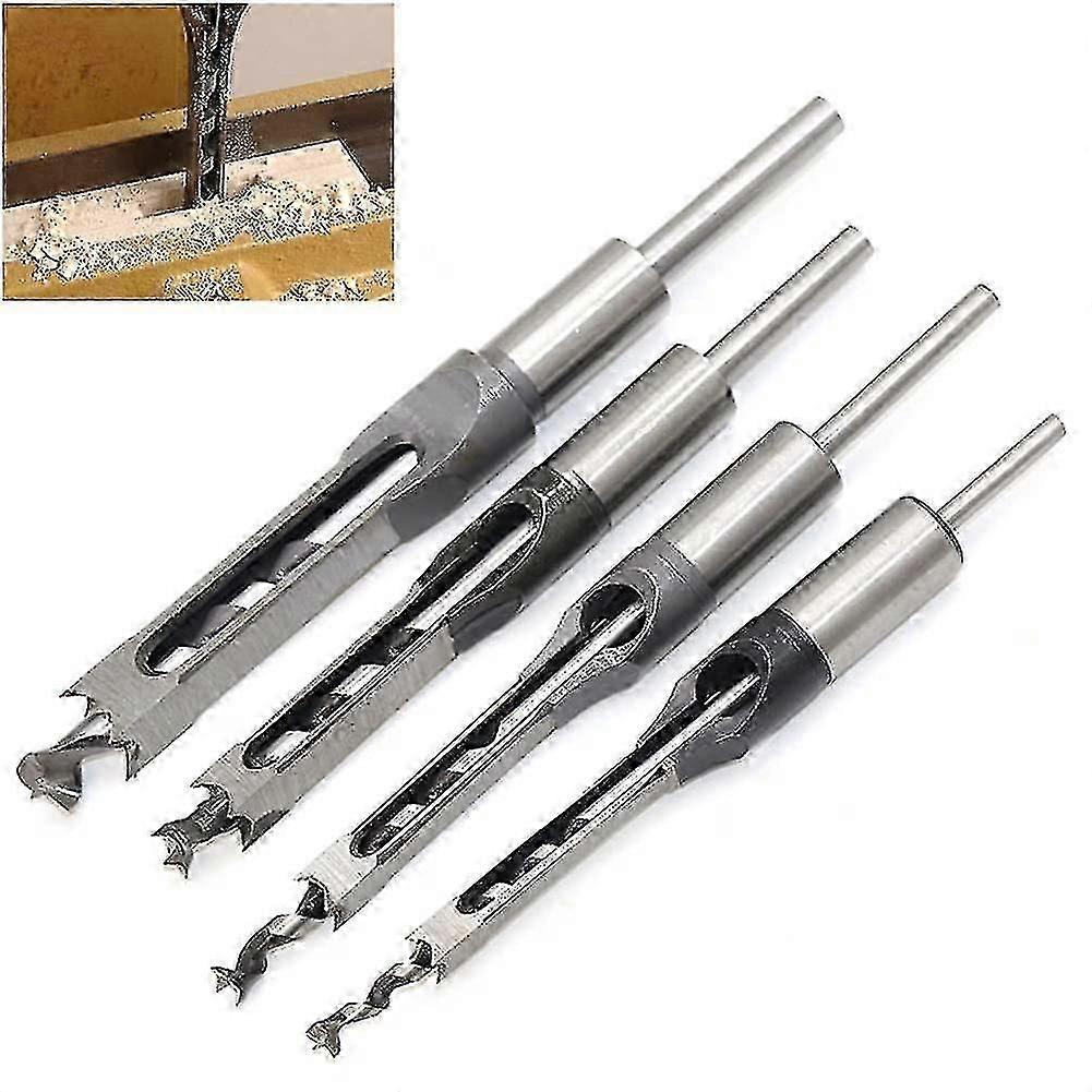 Spiral Drill Bits Set 4pcs Square Hole Woodworking Mortiser