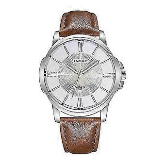 Yazole 332 Quarz-Herrenuhr mit Lederarmband, wasserdicht, Business-Stil für den Alltag