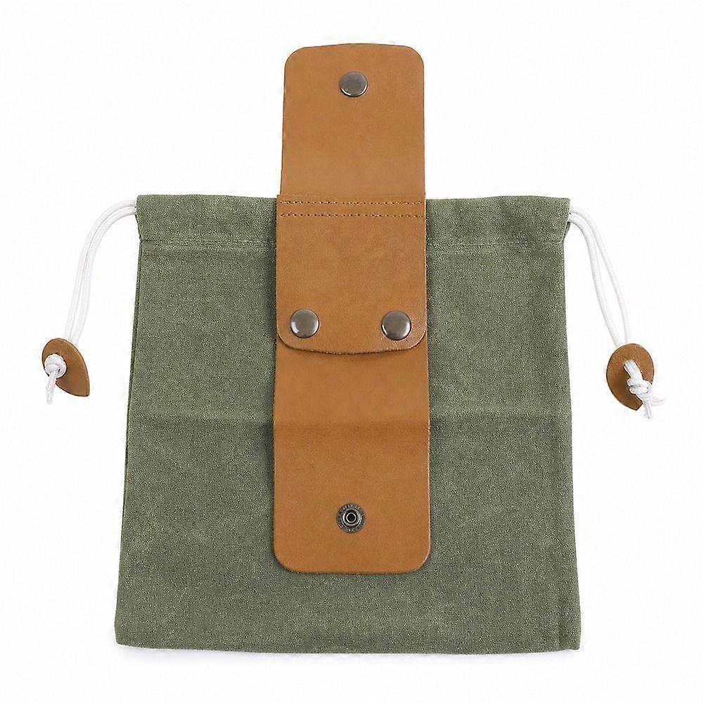 Drawstring Foldable Canvas Belt Bag with Brown Snap Strap for Garden Picking