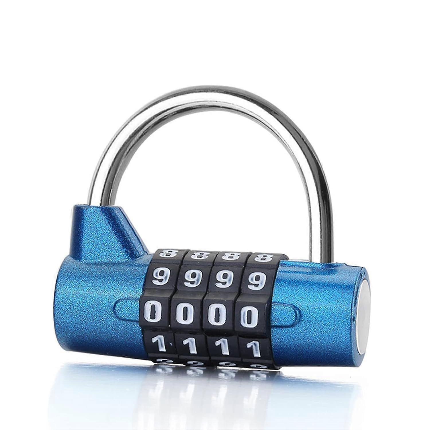 Digit Combination Lock, Gym Locker Lock, Heavy Duty Resettable Lock, Rustproof Resettable Padlock, U-Shaped Security Code Lock(Blue)-Macaron