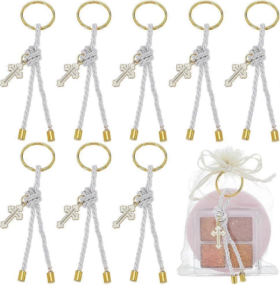 10 pcs Polyester Cord Keychain Cross Key Chains,Handmade Keychain Key Accessory