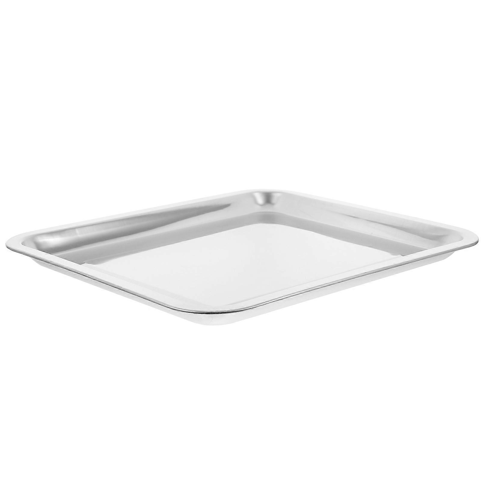 2Pcs Stainless Steel Serving Tray for Home Serving Silver Rectangular Plates