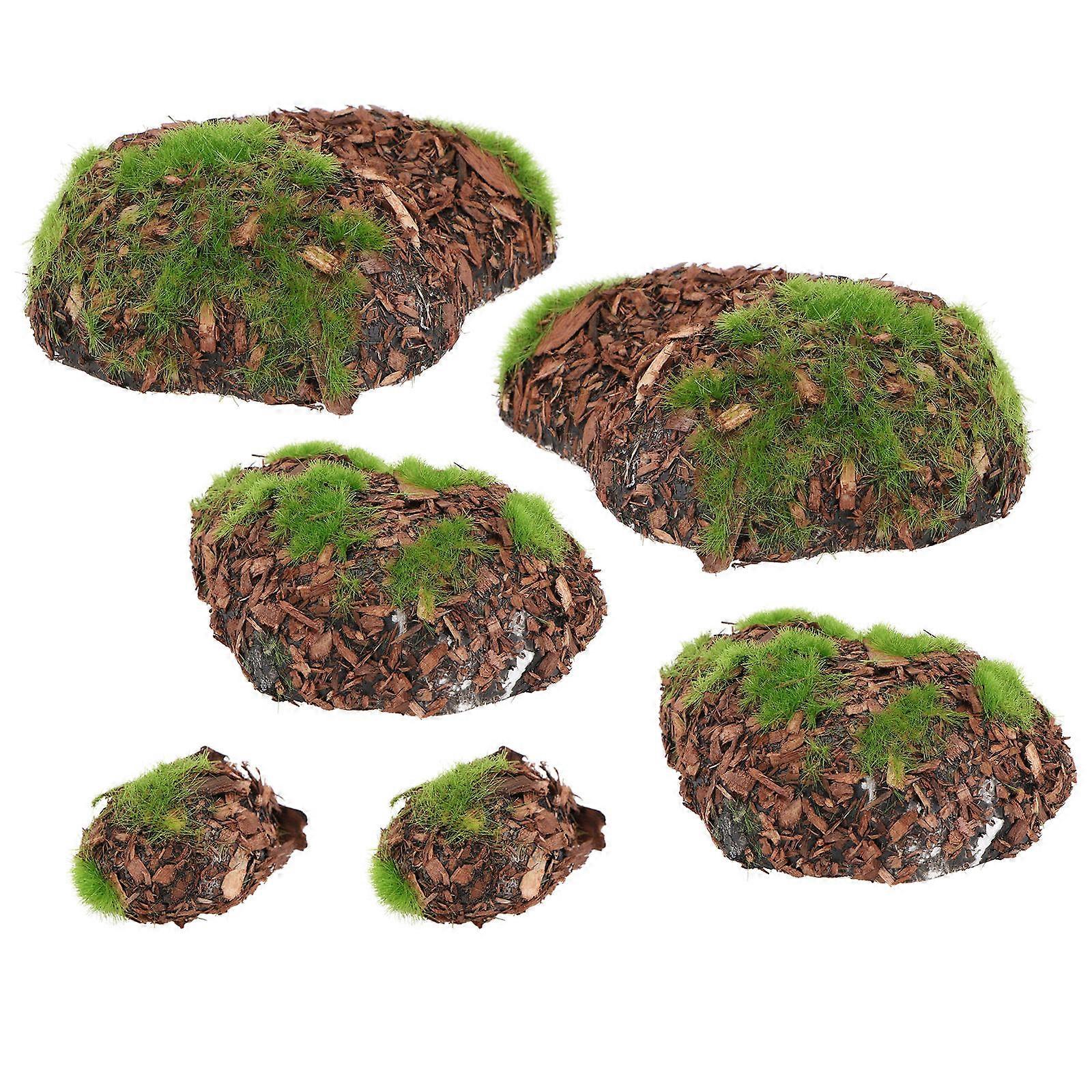 Simulated Moss Stone Decor for Home Use 12Pcs Multiple Shape Moss Blocks