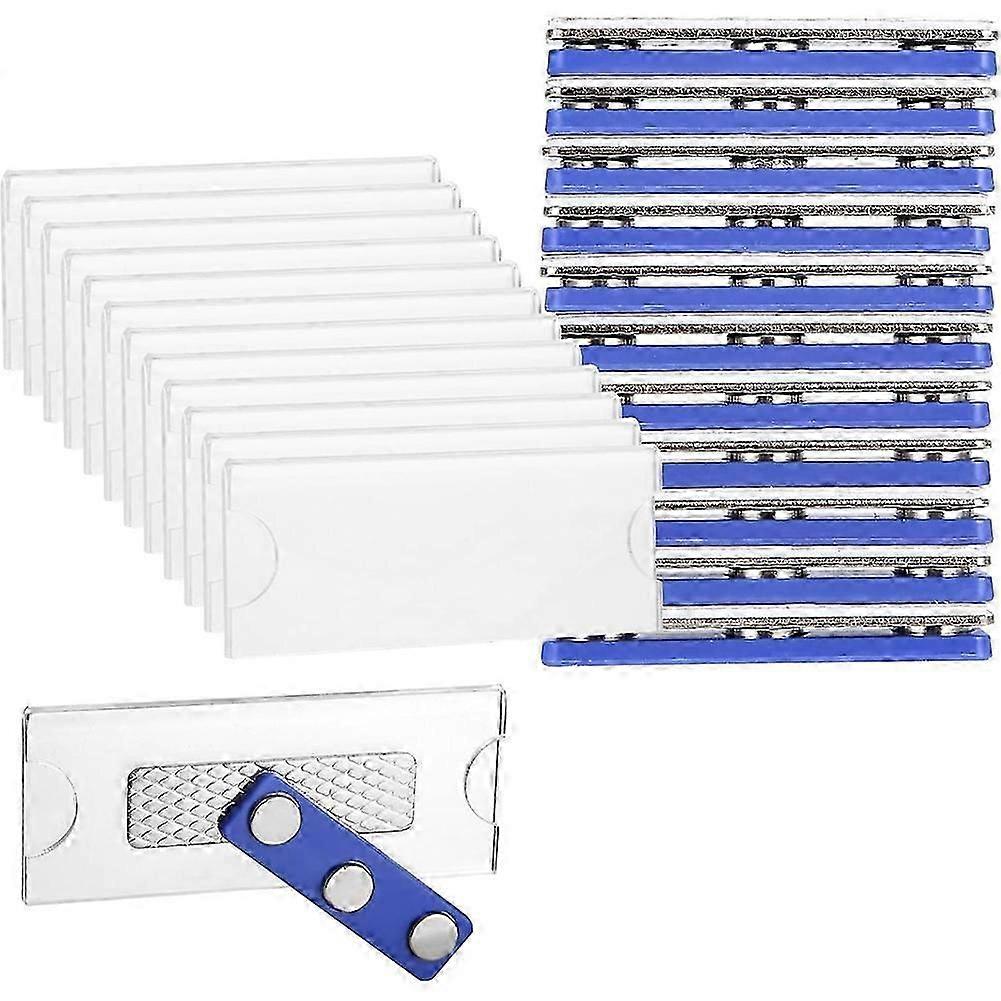 Lot de 12 porte-badges magnétiques, 75 x 30 mm, pour vêtements et autres vêtements, avec adhésif triple face de qualité supérieure.
