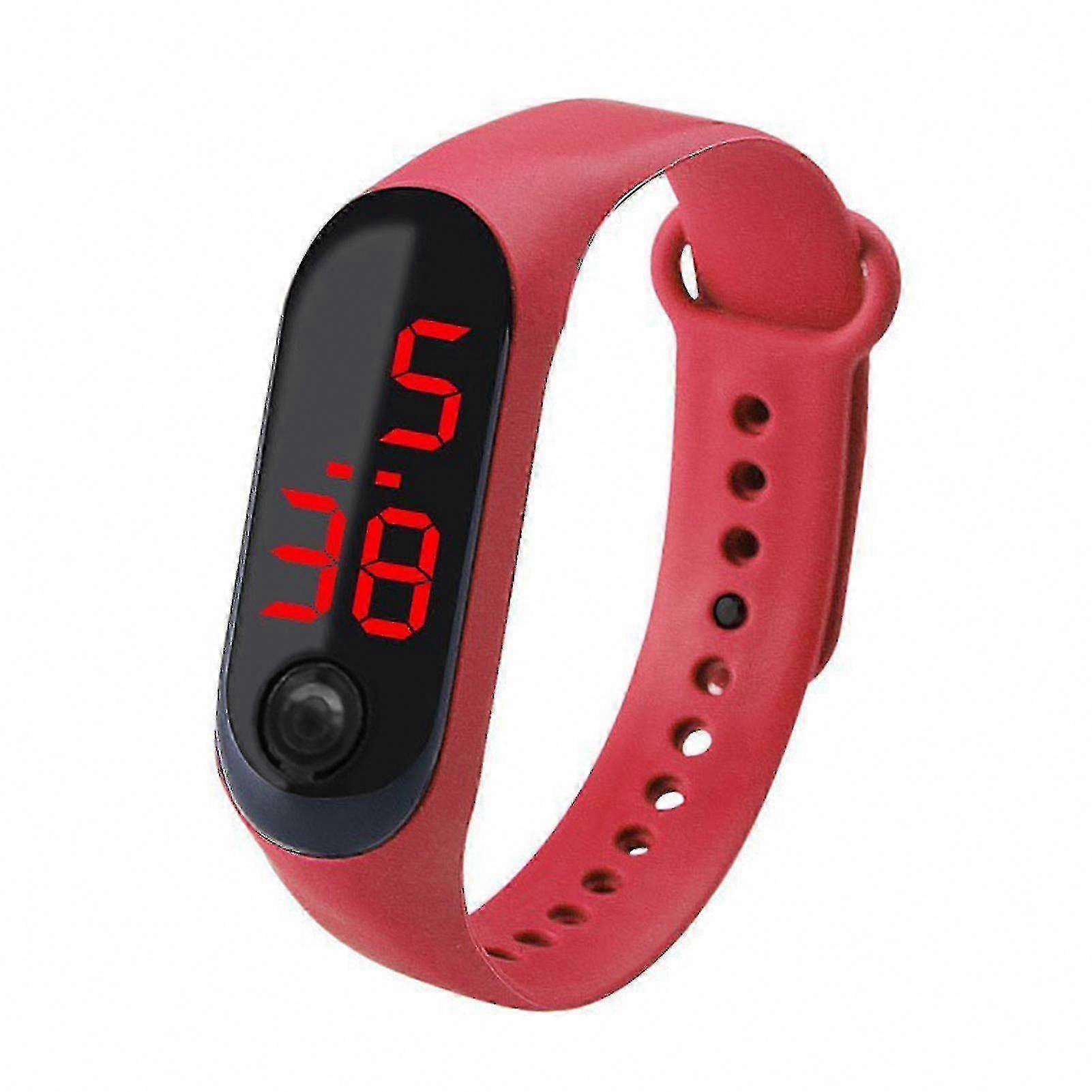 Electronic Digital Watch Bracelet with LED Display, Button Control, and Adjustable Strap