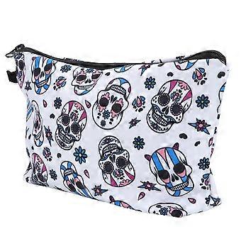 Trousse à maquillage tête de mort avec fermeture éclair, lot de 3.