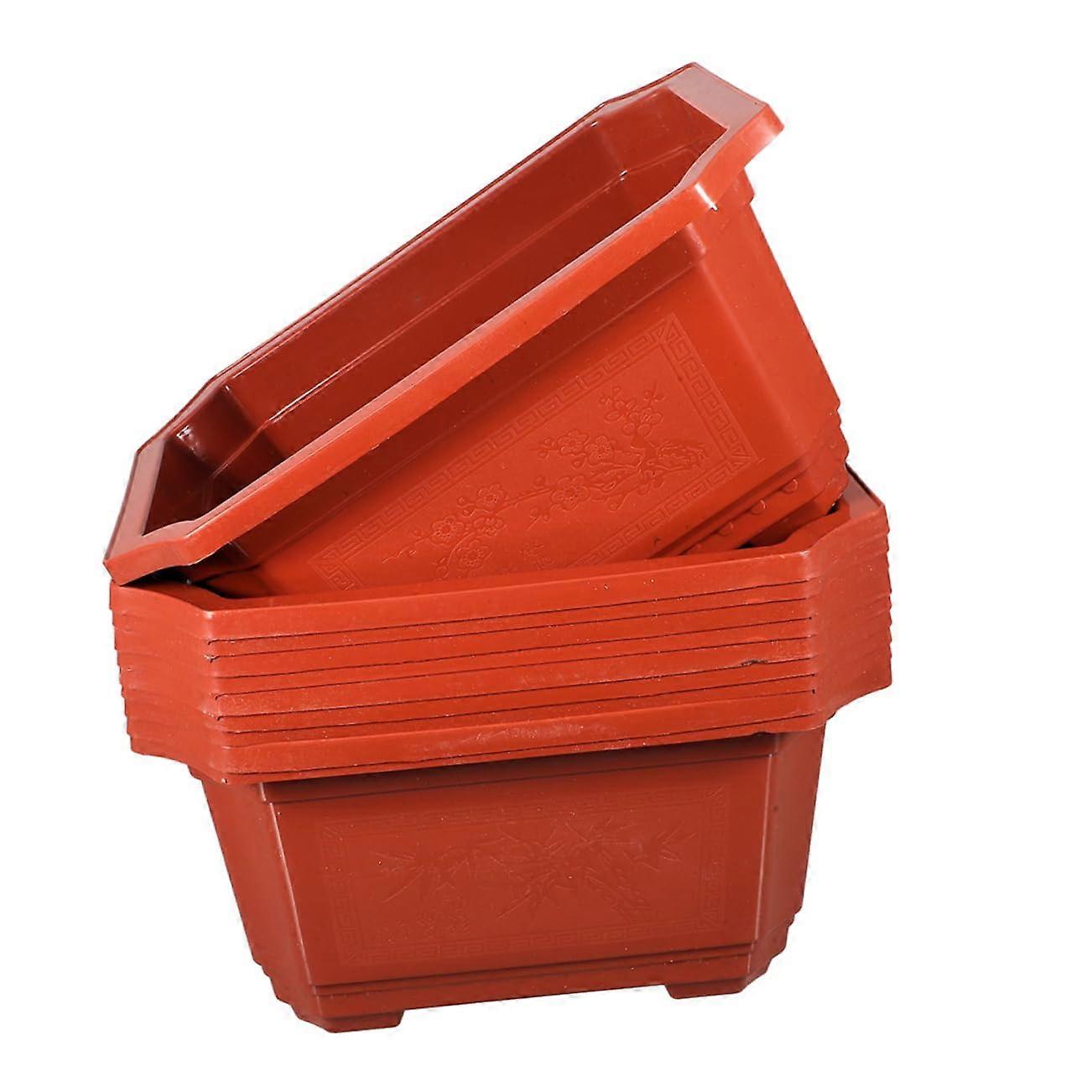 Plastic Flower Pots Rectangular Balcony Planters with Drainable Base, Lightweight Indoor Outdoor Use