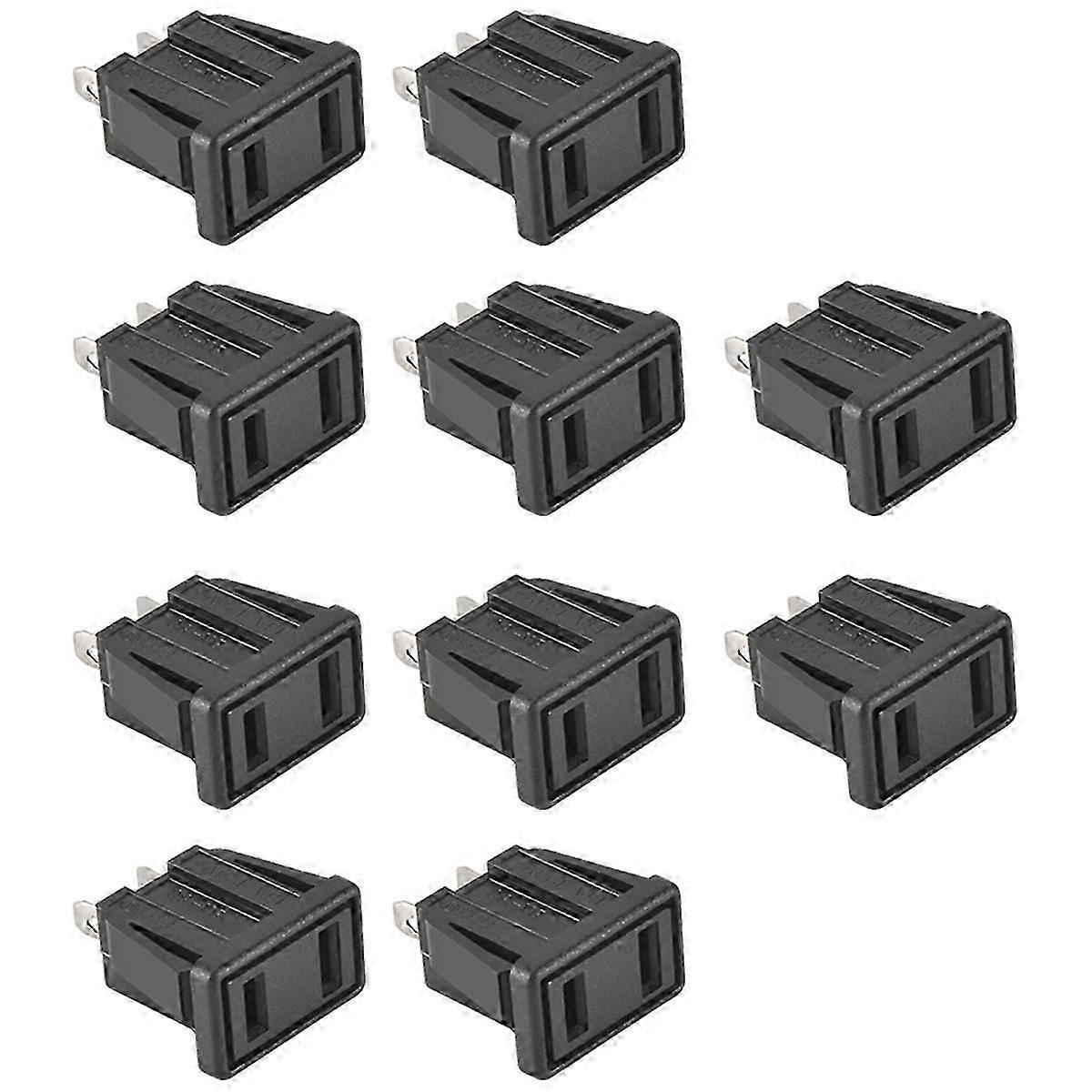 10 Pack US Type Panel Mount AC Power Socket, 250V 10A