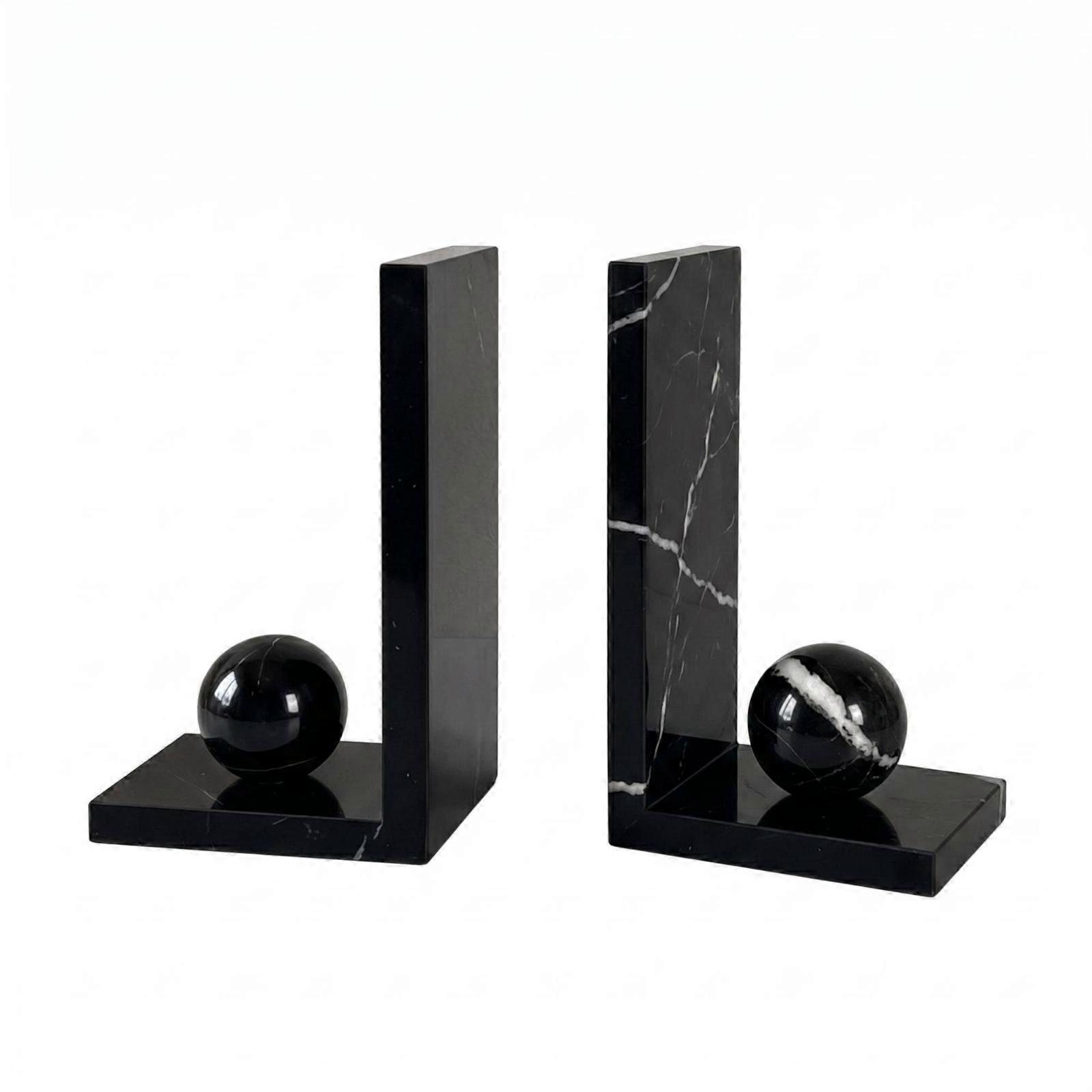 2 Pieces Marble Sphere Bookend Luxury Marble Bookend Solid Stone Look for Study