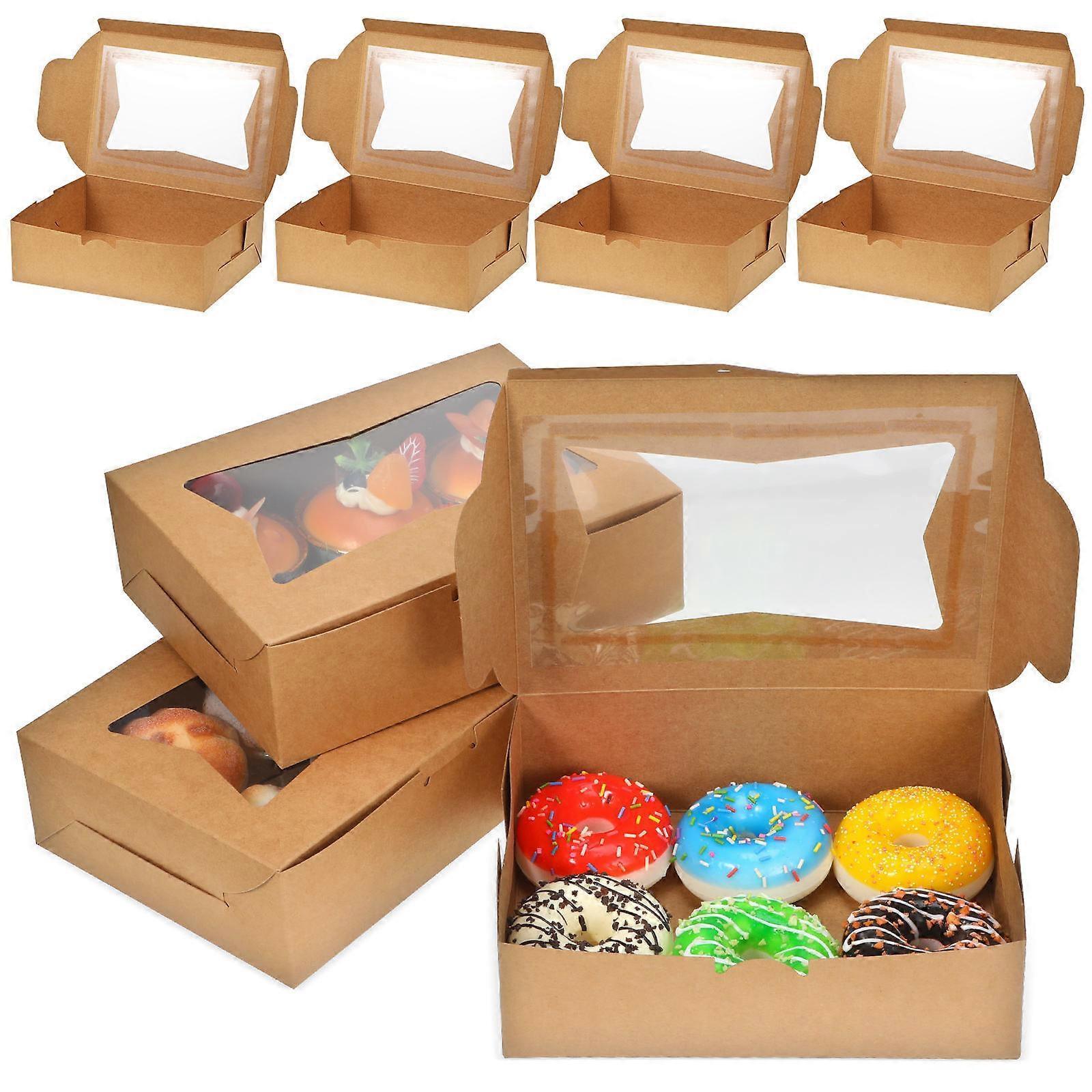 Kraft Boxes Small Cookie Boxes compatible with Bakery Treats with Window 24Pcs