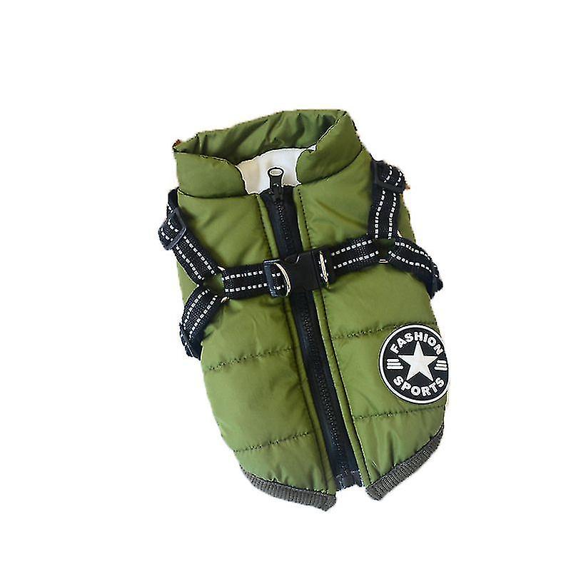 Warm Waterproof Jacket With Harness For Pet Dog Winter Comfy Cotton Apparel Padded Vest