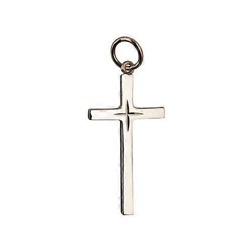 9ct Gold 25x14mm diamond cut star solid block Cross
