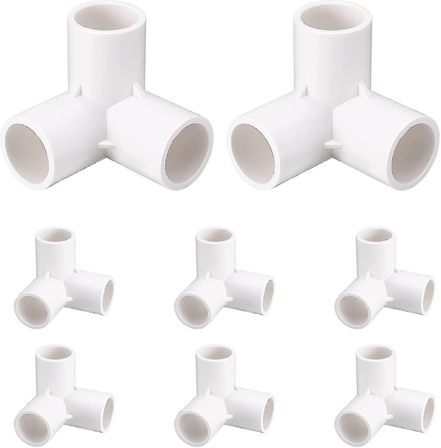 3- Way Elbow Pvc Fitting Connector 20mm Elbow Furniture Grade Pipe Connector Water Pipe Joints Outlet Tee For Diy Pvc Shelf Garden Support White 8pcs