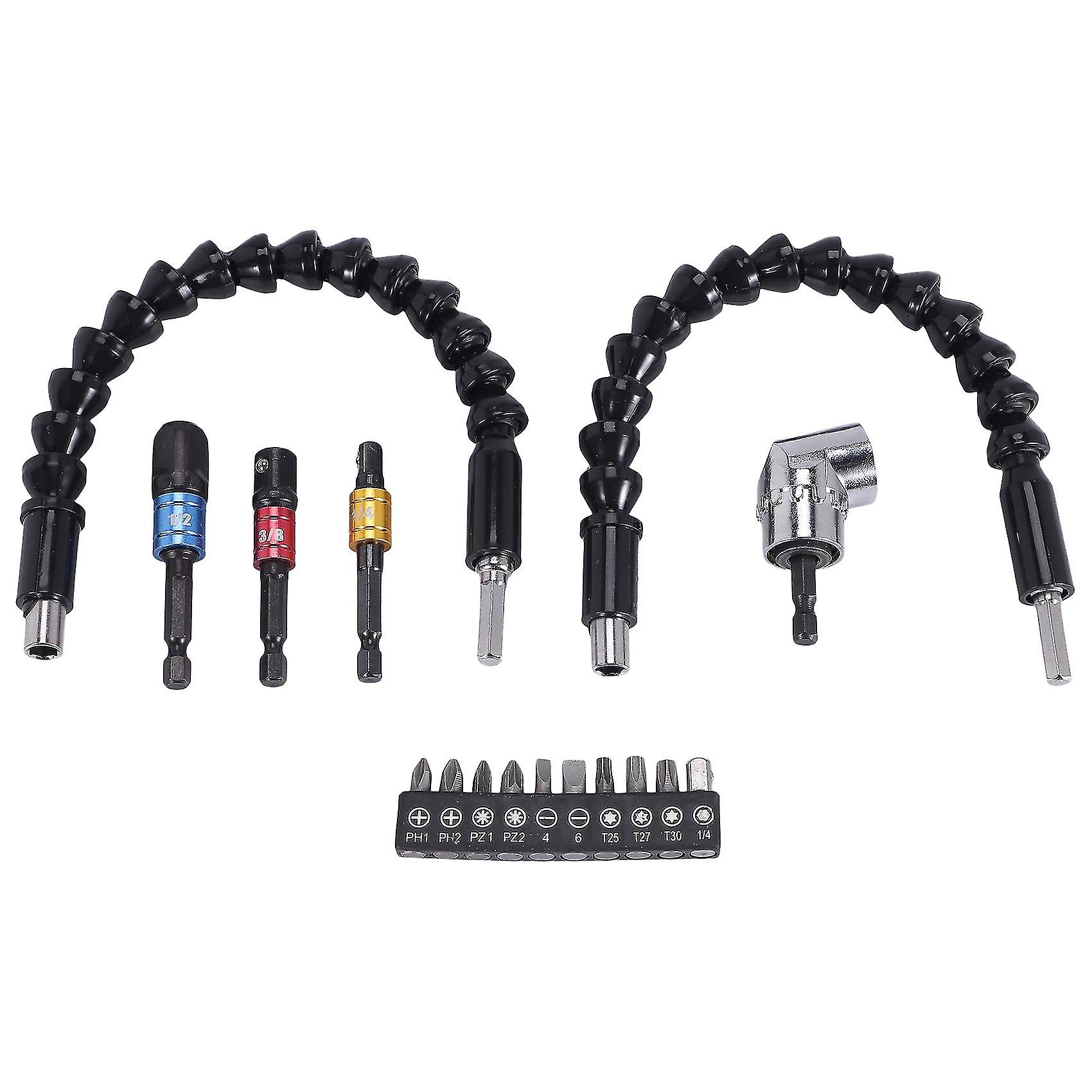 Flexible Extens Hex Nut Driver Bit Set, 3pcs Socket Adapter Set, Screwdriv