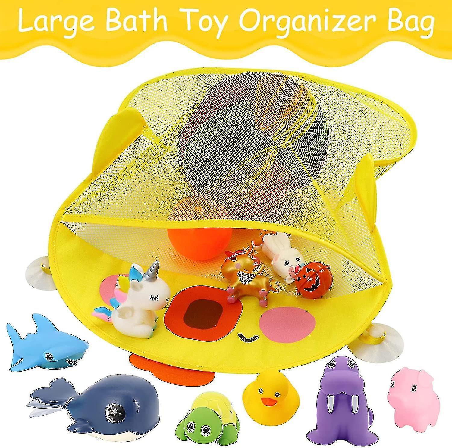 Cartoon Baby Bath Toy Storage Mesh Bath Toy Organizer With 2 Strong ...