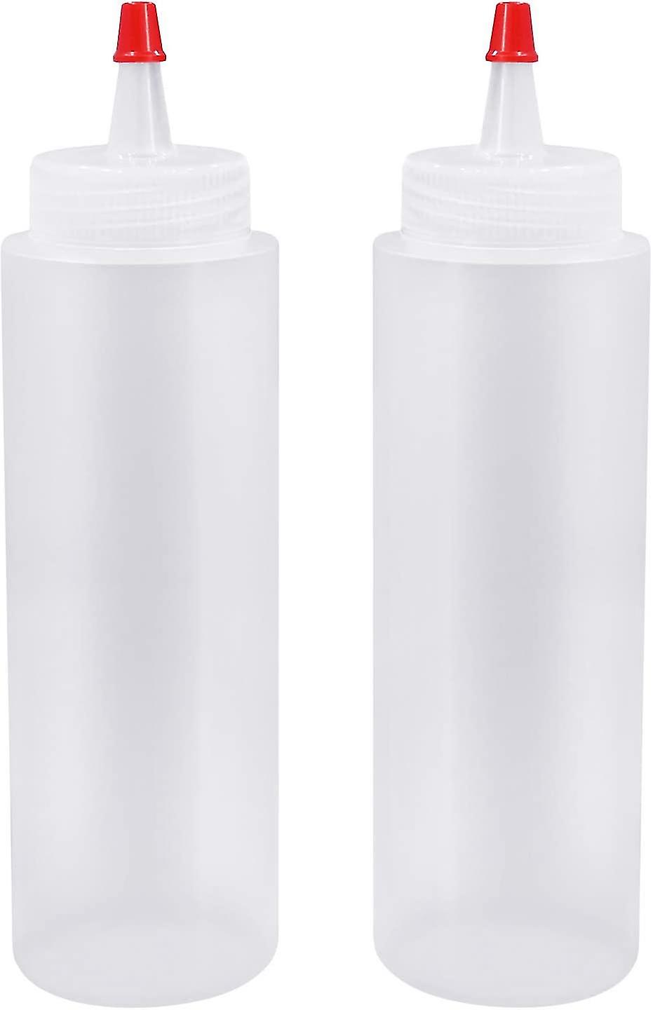 2 Pieces Plastic Squeeze Condiment Bottles Dispenser, 8-ounce