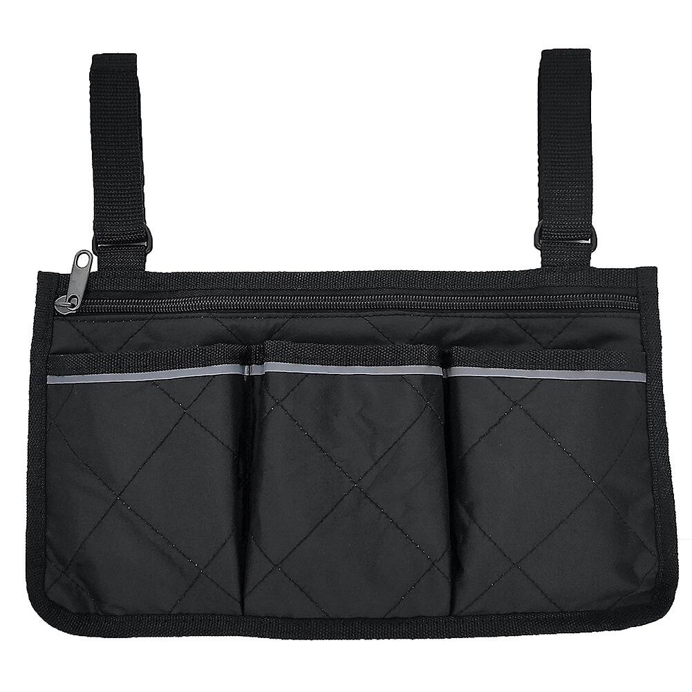 Borsa laterale nera universale per sedia a rotelle e deambulatore - Tessuto Oxford