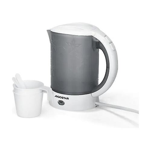 Black electric water kettle 600ml (glass + spoon set) 1 unit