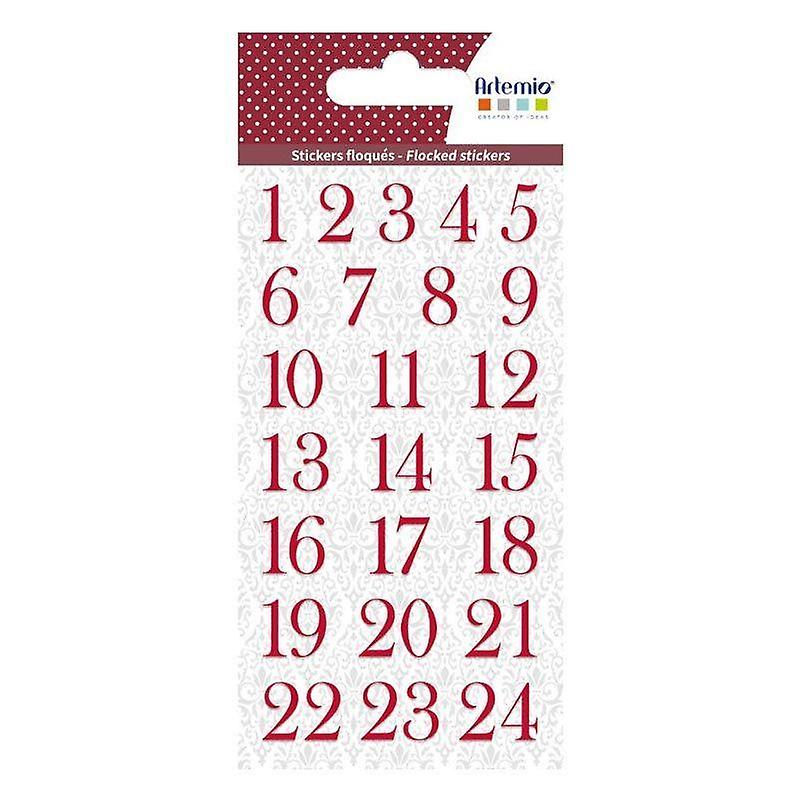 Flocked red number stickers for Advent Calendar - Barok