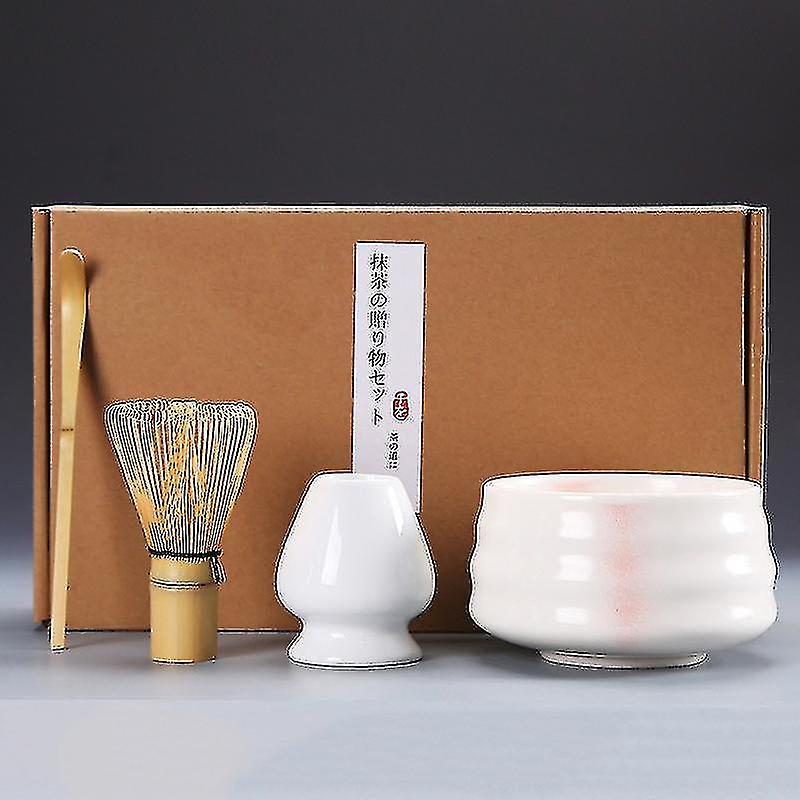 4pcs/set tradicional matcha presente set bambu cerâmica matcha tigela com whisk